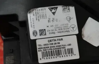 247, Mercedes W205 C200 Full Led Left Headlight Orj Full, mercedes,w205,c200,full,led,left,headlight,orijinal,full,mercedes w205 c200 full led left headlight orijinal full, Mercedes W205 C200 Full Led Left Headlight Orj Full, A205 906 79 05, 2019-2020, 32, 102, 0